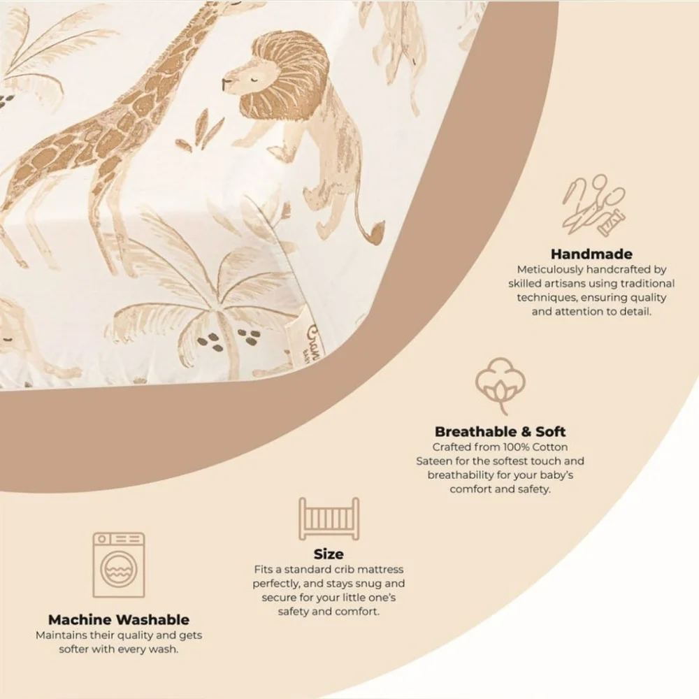 Crane Baby Safari Animal Print Fitted Crib Sheet